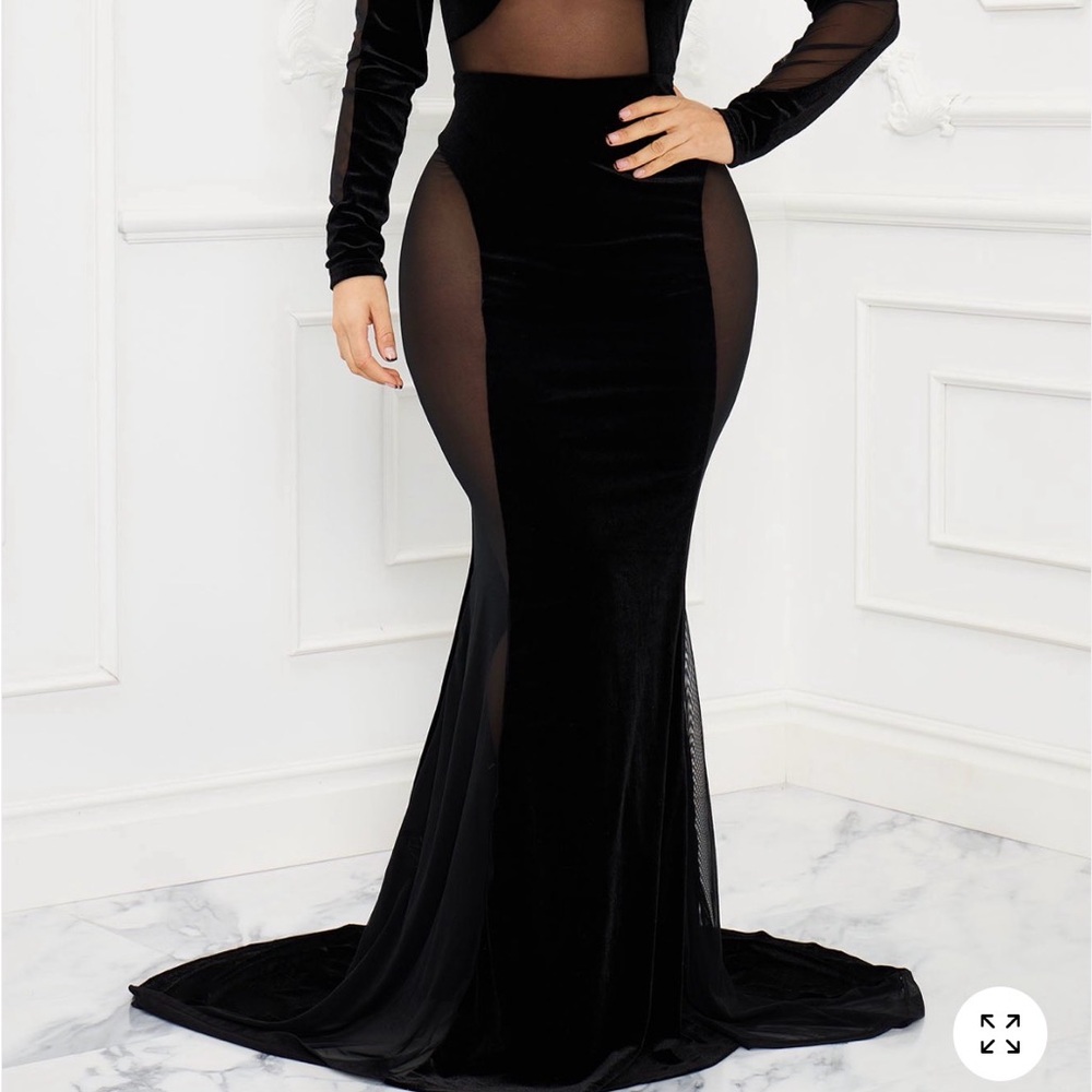 Elegant Black Sheer Panel Gown